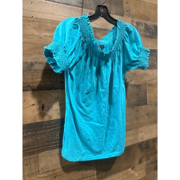 Ralph Lauren Off-the-Shoulder Peasant Blouse –Women’s M–Turquoise Blue - Picture 6 of 8